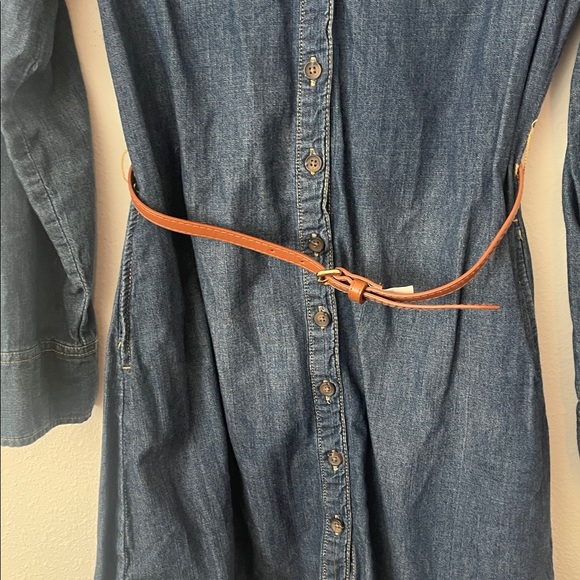 Merona Blue Denim Button-Up Long Sleeve Belted Dress - Picture 3 of 4